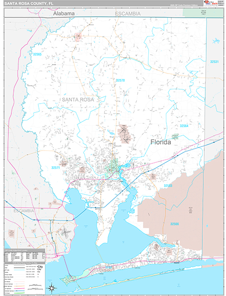 Santa Rosa County, FL Wall Map